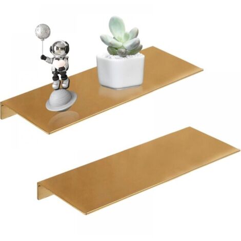 Etagere Murale - 30 cm - Aluminium - Salle De Bain Cuisine Salon Bureau - Installation Avec Ou Sans Perçage - Lot De 2 (1/5)
