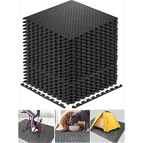 Tapis De Sol En Mousse EVA - Dalles Puzzle Interlockables 12x12 Pouces - Pour Salle De Sport Maison Garage Aire De Jeux Enfants - 20 Pièces + 20 Bords