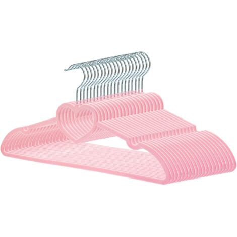 Cintre Flocké - 16 Pouces - Antidérapant - Pivotant 360° - Pour Manteaux Chemises Robes - Lot de 20 - Rose (1/5)