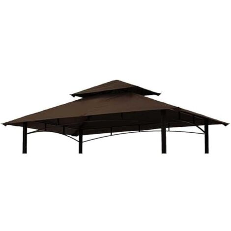 Toit De Remplacement Pour Grill Gazebo - Bâche Supérieure En Polyester 100 % - Double Niveau - Ventilation Améliorée - Compatible Modèle L-GG001PST-F - Marron - 1 Pièce