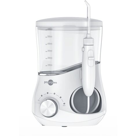 Water Flosser - 12 Pression Réglable 10-160 PSI - Réservoir 600 ml - 5 Embouts Multifonctionnels - Pour Soins Orthodontiques Et Gencives Sensibles - Usage Familial - Blanc (1/5)