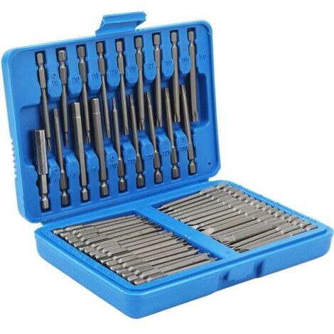 Jeu D Embouts De Tournevis - 50 Pièces Extra Longs - Carrés Et Plats - Cannelure Hexagonale - Couple D Embrayage - 50 Pièces (1/5)