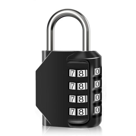 Cadenas À Combinaison - 4 Chiffres - Corps En Alliage De Zinc - Résistant Aux Intempéries - Pour Casiers Garage Portail École - Noir - 1 Pièce (1/5)