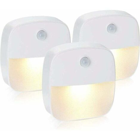 Veilleuse LED - Détecteur de Mouvement et Capteur de Luminosité - Autocollante Sans Perçage - Pour Chambre Bébé Couloir Garage Escalier - 3 Pièces (1/5)