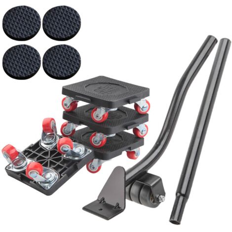 Kit Deplacement Meuble - Roulettes Pivotantes 360° - Charge Maximale 400 kg - Rails En ABS Avec 16 Rouleaux - Pour Meuble Lourd
