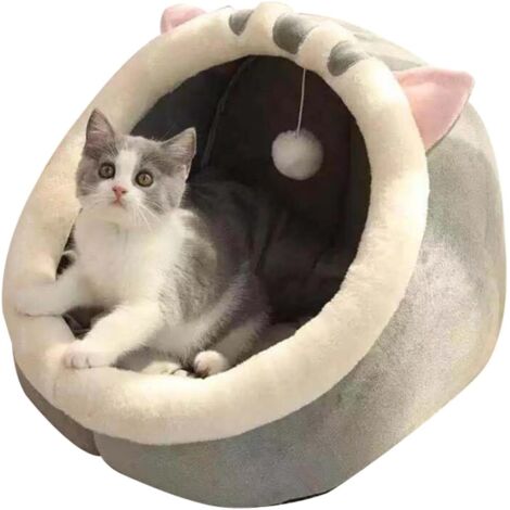 Lit Pour Chat - Niche Grotte Lavable - D Interieur - Confort Rembourre - Design Cartoon - Panier Maison Pour Chat