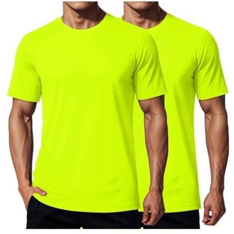 T-shirt Homme Manches Courtes - Tissu Polyester Respirant Anti-transpiration - Protection Solaire UPF 50+ - Pour Course Gym Extérieur - 2 Pièces (1/5)