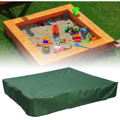 Bâche Pour Bac À Sable - 120 x 120 cm - Tissu Oxford Étanche Avec Revêtement PVC - Cordon De Serrage - Protection UV 70 % - Vert - 1 Pièce (1/5)