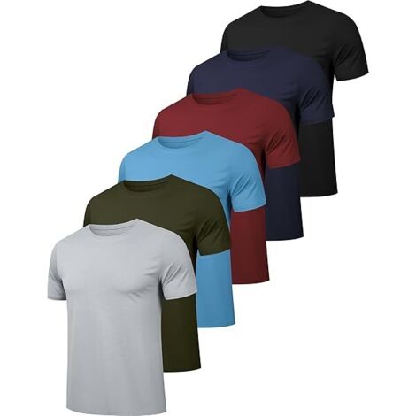 T Shirt Sport Homme - Manches Courtes - Tissu Maille Technique Respirant - Séchage Rapide - Pour Course À Pied Et Activités Physiques - Lot De 6 (1/5)