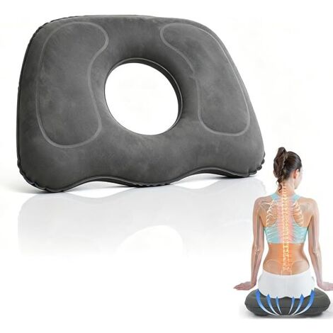 Coussin Gonflable - Forme Anneau - 45 x 39 cm - Pour Soulagement de la Pression sur le Coccyx - Usage Voyage Avion Voiture Bureau Maison - 1 Pièce (1/5)