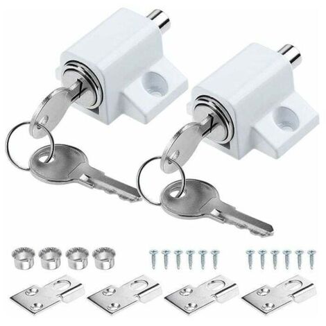 Verrou Porte Coulissante - Alliage Zinc Fer Cuivre - Pour Patio Porte Fenêtre Coulissante - Blanc - Lot De 2 (1/5)