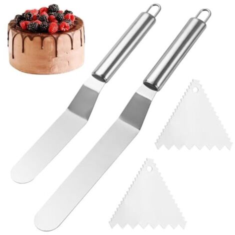 Couteau A Gateau - Palette Anguleuse En Acier Inoxydable - Pour Glacer Et Decouper Gateaux - Lot De 2 (1/5)