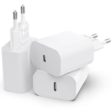 Adaptateur USB C - 25 W - Chargeur Rapide PD 3.0 - Pour iPhone iPad AirPods - Lot de 3 (1/5)