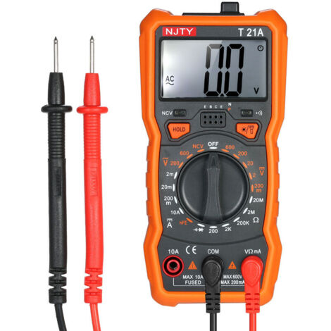 Multimètre Numérique - 1999 Comptes - Rétro-éclairage LCD - Détection Tension Sans Contact NCV - Lampe de Poche Intégrée - Absorption Magnétique - 1 Pièce (1/5)