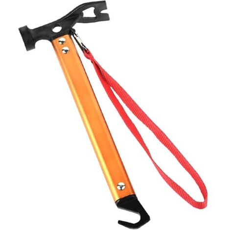 Marteau De Camping - Acier À Haut Carbone Et Aluminium - 3 En 1 (Fouille, Démarrage, Arrachage) - 30,5 Cm - Orange - 1 Pièce (1/5)