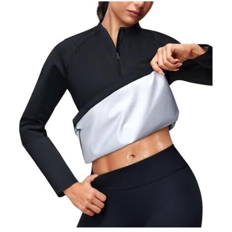 Sauna Shirt - Thermal Sweat Vest with Long Sleeves and Half Zip - Waist Trainer for Gym Workout - One Piece - Available in Sizes S to 5XL (1/5)