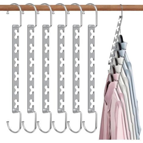 Cintre Métallique Anti-encombrement - Acier Inoxydable 304 - Pour Manteaux et Pulls - Empilage Vertical - Lot de 6 (1/5)