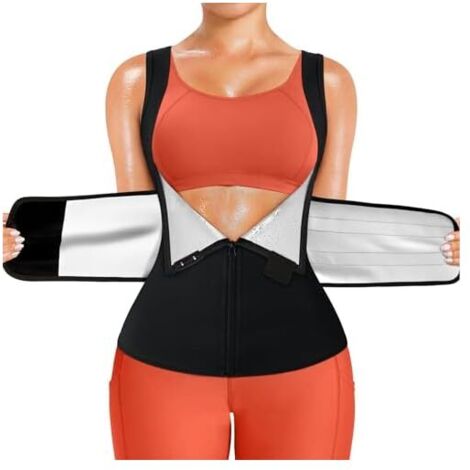 Sweat Suit - Waist Trainer - Thermal Compression Sport Top With Back Support And Flexible Steel Bones For Fitness Yoga Running - 1 Piece (1/5)