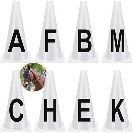 Cônes De Dressage - Lettres A B C E H K F M - PVC Résistant - 32 x 16,5 x 16,5 cm - Pour Arène Équestre - Lot De 8 (1/5)