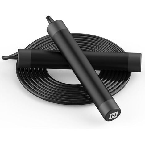 Corde à Sauter - Corde en Acier 5 mm - Paliers à Billes - Poignées Métalliques avec Revêtement Silicone - Réglable 2,4 à 3 m - Pour Entraînement Cardio Boxe Crossfit (1/5)