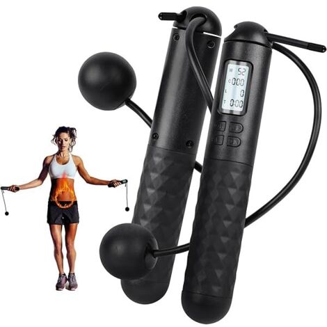 Corde à Sauter Sans Câble - Compteur Numérique LCD - Affichage Sauts Temps Calories - Poignées Antidérapantes - Matériau PVC - Pour Entraînement Intérieur Extérieur - 1 Pièce (1/5)