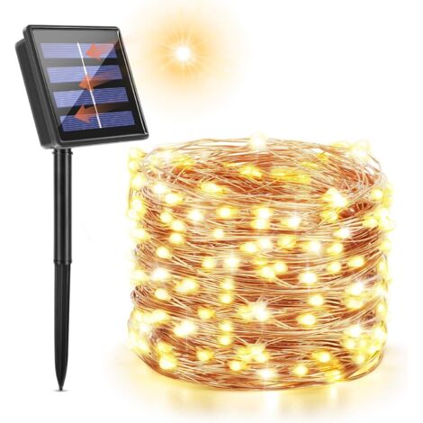 Guirlande Lumineuse Solaire - 22 M - 200 Led - Extérieur Jardin Terrasse Cour Mariage Fête Noël - Ip65 - Blanc Chaud (1/5)