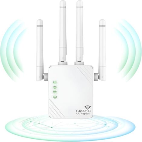 Répéteur WiFi - 1200 Mbps - Double Bande 2,4 GHz / 5 GHz - Mode Répéteur Routeur Point d Accès - 4 Antennes - 2 Ports LAN - 1 Pièce (1/5)