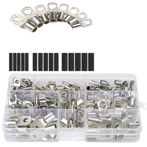 Cosses Tubulaires - Cosses À Œillets - Cosses À Languettes - 6 à 35 mm² - Cuivre Recuit Étainé - Lot de 240 Pièces (1/2)