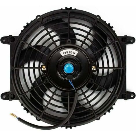 Ventilateur De Refroidissement Radiateur - 10 Pouces - 12 V - 80 W - Universel Pour Voiture Camion SUV - Noir - 1 Unite