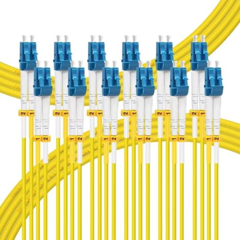Cable De Raccordement Fibre Optique LC-LC - OS2 - Monomode - 9/125 μm - Jaune - Gaine LSZH - 2 m - Double - 6 Pièces (1/5)