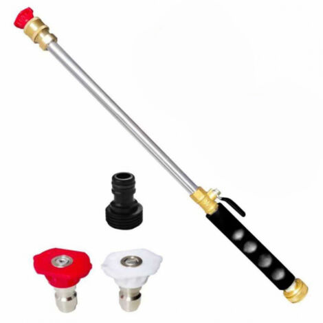Buse de Jet - Lance Haute Pression pour Tuyau d'Arrosage - 17 Pouces - Connecteurs 1/2" et 3/4" + Raccord Rapide - Pour Lavage Voiture Jardin Cour - 2 Pièces (1/5)