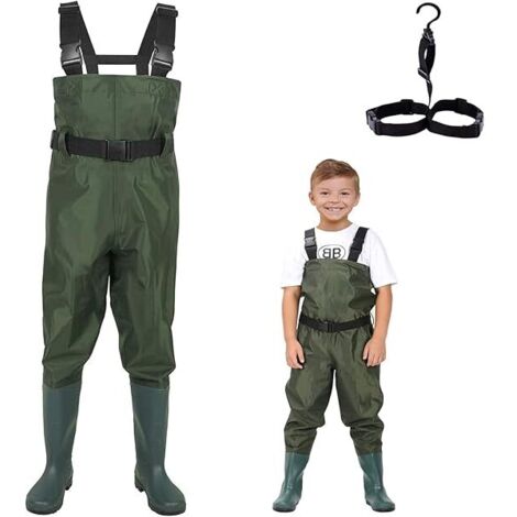 Waders Enfants - Imperméables Haute Taille en PVC et Nylon - Pour Pêche Jardinage Boue Neige - Taille Unique Enfant