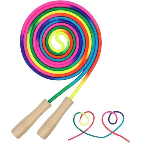 Corde à Sauter Longue - 4,85 M - Poignées en Bois - Pour Jeu Collectif En Extérieur - École Sportive - Cadeau d'Anniversaire - 1 Pièce (1/5)