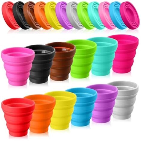 Tasse Pliable En Silicone - 150 ml - Pour Voyage Camping Randonnée Extérieur Bureau - 24 Pièces (12 Couleurs) - Sans Couvercle