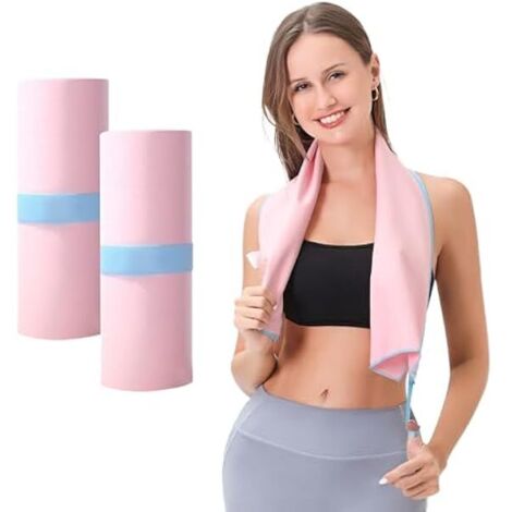 Serviette De Sport - Microfibre Rapide Séchage - Non Glissante Pour Yoga Chaud - 30 X 100 Cm - Rose - 2 Pièces (1/5)