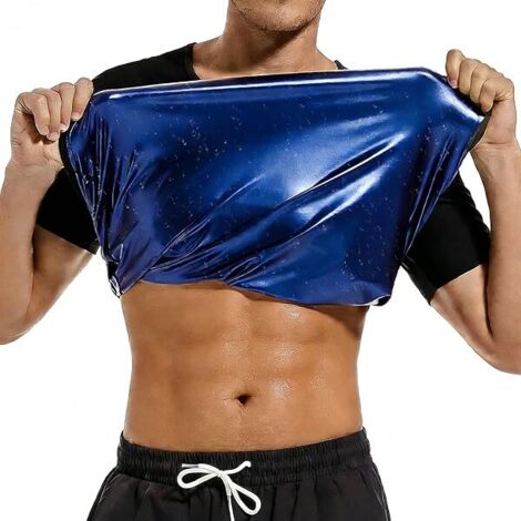 T-shirt Sauna - T-shirt de Transpiration pour Entraînement en Salle de Sport - Homme - Polyester Extérieur / Tissu Polymère Chauffant Intérieur - Taille Unique à XXL (1/5)