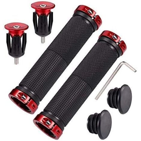 Poignée De Guidon - TPR - Antidérapante - Double Serrure En Aluminium - Pour Vélo VTT BMX Scooter Vélo Pliable - 130 mm - Lot De 2 (1/5)