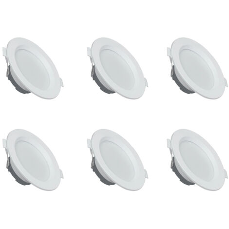 Spot Led Encastrable - 6 W - 4000 K - IP65 - Hauteur 35 mm - Trou Φ68 À 80 mm - Pour Salle De Bain Cuisine Salon - Lot De 6