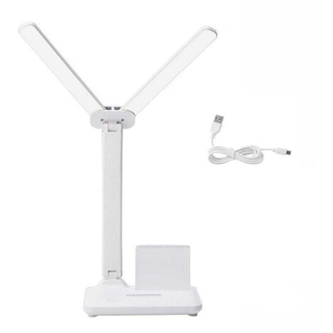 Lampe De Bureau LED - Double Tête Réglable - Charge USB - Batterie 4000 mAh - Pour Bureau Maison Étude - 1 Pièce (1/5)
