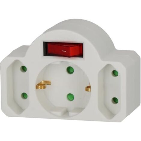 Adaptateur Multiprise 3 Prises - 2 Prises Euro + 1 Prise Terre - Interrupteur Éclairé - Protection Anti-Contact - Blanc (1/5)