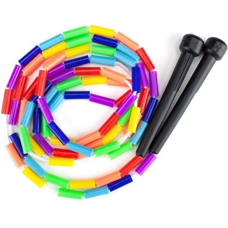Corde à Sauter - 213 cm - Segments en Plastique Colorés - Poignées Antidérapantes - Pour Enfants et Adultes - 1 Pièce (1/4)
