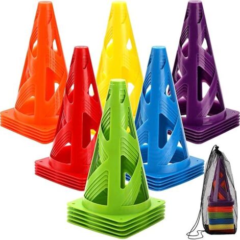 Cône D'entraînement - 30 Pièces - Hauteur 23 Cm - En Plastique Résistant - Pour Football Basketball Tennis Volley-Ball - Avec Sac De Transport (1/5)