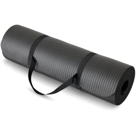 Tapis De Yoga - 190 x 60 x 1,3 cm - En Mousse NBR - Pour Exercice Gym Et Étirements - Noir - 1 Pièce (1/5)