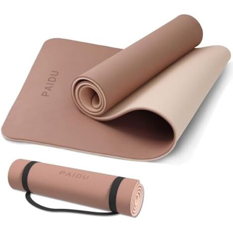Tapis De Yoga - 10 mm - Antidérapant Double Face - En POE Sans Latex Ni PVC - 183 x 61 cm - Pour Yoga Pilates Exercices Au Sol - Avec Sangle De Transport (1/5)