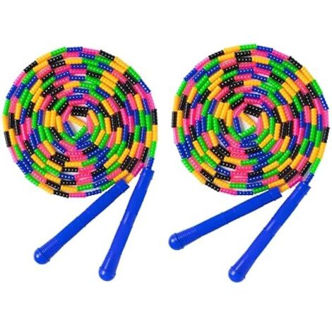 Corde à sauter Double Dutch - 2 unités - 4,8 m - Perles souples TUB - Réglable - Pour enfants et adultes - Idéal pour activités de groupe