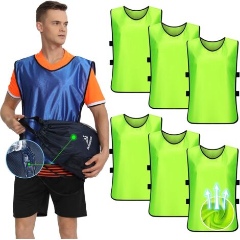 Gilet D'Entrainement - Polyester Léger et Respirant - Style Ouvert Latéral - Pour Soccer Basketball Hockey - 6 Pièces - 4 Tailles S M L XL (1/5)