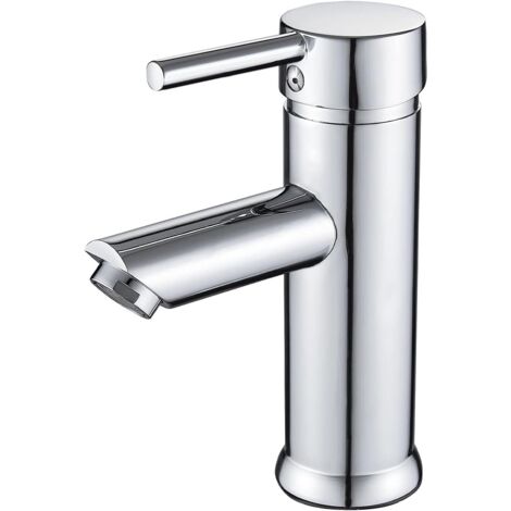 Robinet Mitigeur Lavabo - Laiton Massif Chromé - Levier Simple 360° Rotation - Pour Lavabo Salle De Bain - 1 Pièce