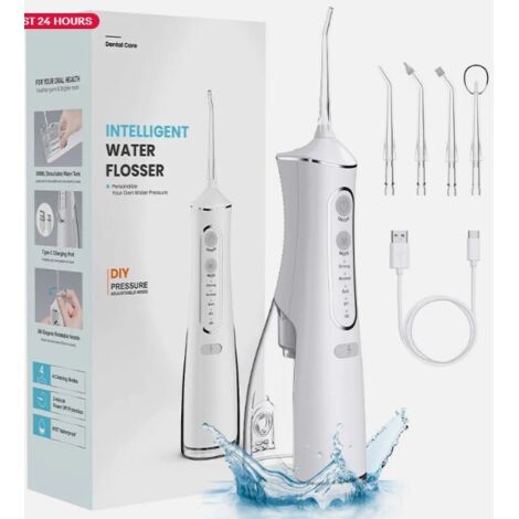Irrigateur Oral Sans Fil - Réservoir 300 ml - 4 Modes De Pression - Étanche IPX7 - 5 Embouts Jet - Usage Domestique (1/5)