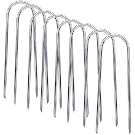 Piquet De Fixation Au Sol - Acier Galvanisé - Forme En U - Extrémités Pointues - Pour Trampolines, Buts De Football, Tentes De Camping Et Décorations De Jardin - Lot De 4 (1/5)