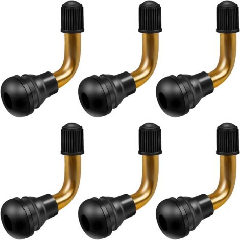 Valve A Vélo Sans Chambre - 90 Degrés - En Laiton Et Caoutchouc Naturel - Pour Moto Voiture Vélo Trottinette - Lot De 6 (1/5)